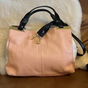 Vince Camuto pink and white leather satchel crossbody bag